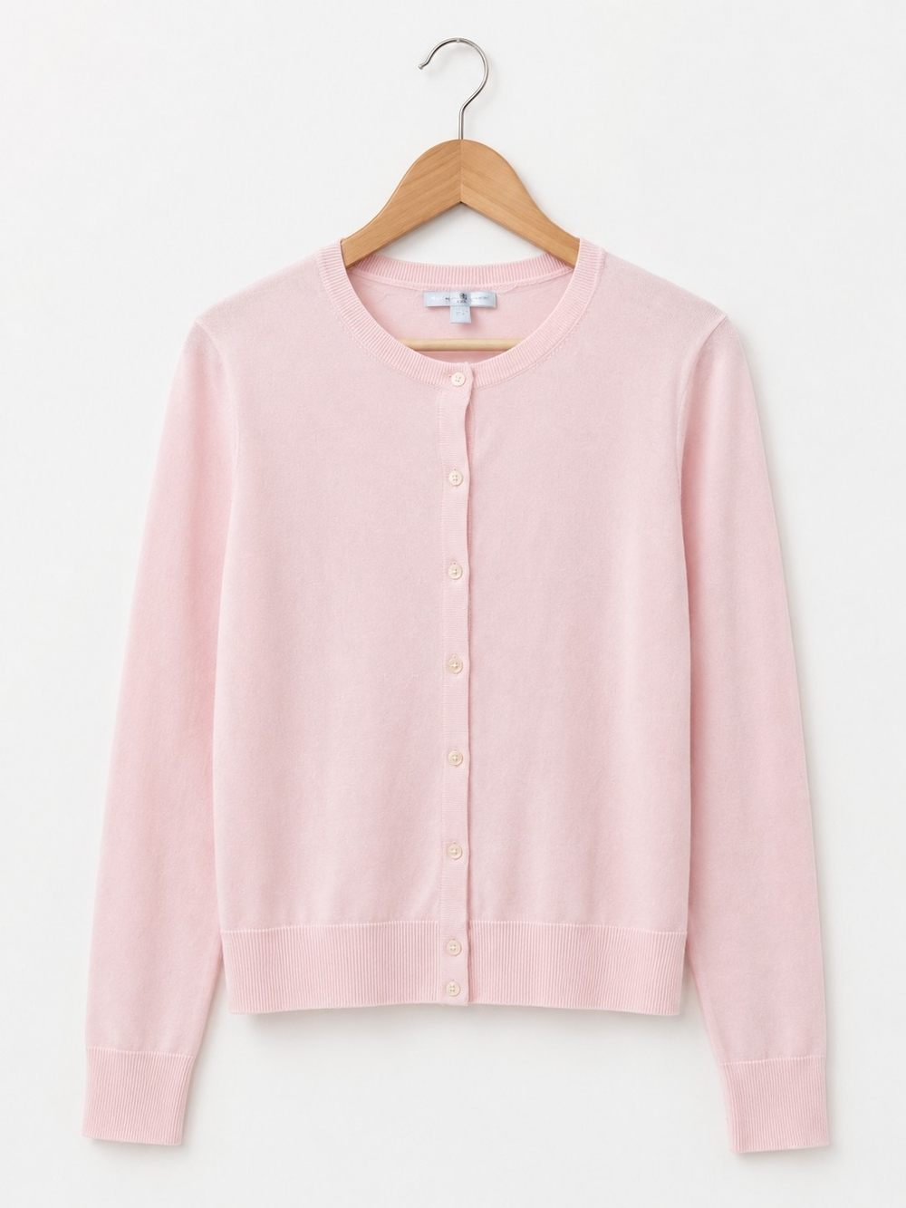 croft & barrow Light Pink Button-Front Crewneck Cardigan